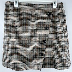 Contemporaine Preppy Plaid Wool Mini Skirt - Size 10